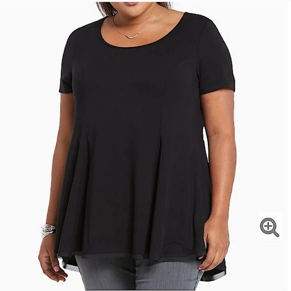 TORRID raw edge navy blue blouse Size 2